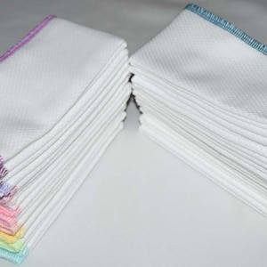 Toalhas sem papel de algodão branco Birdseye de 2 camadas - Quantidade de pacote à sua escolha · Feito à mão nos EUA!