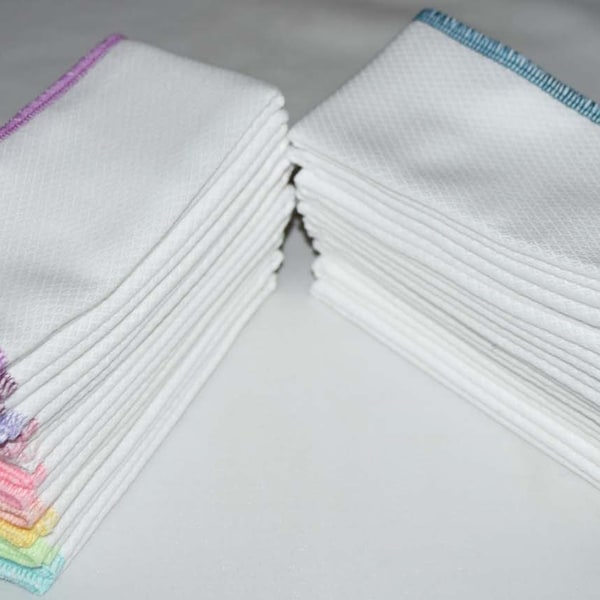 2 Ply White Cotton Birdseye Fabric-PaperLess Towels- Your choice of pack quantity