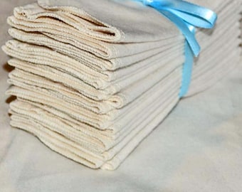 11x12 1ply Flannel GOTS Certified Organic Cotton Paperless Towels- With Organic Cotton thread upgrade