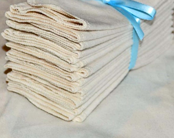 11x12 1ply Flannel GOTS Certified Organic Cotton Paperless Towels- With Organic Cotton thread upgrade