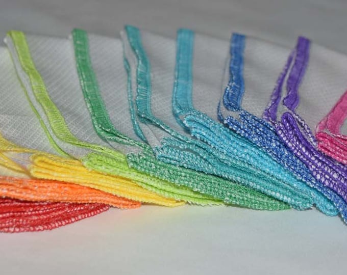 1 Ply White Birsdseye Cotton Un-Paper Paperless Towels, Your choice of color edging · Handmade in the USA!