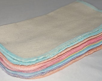 Organic Flannel GOTS Certified 20 Pack Little Wipes 8x8.....Your Choice of Edging Color · Handmade in the USA!