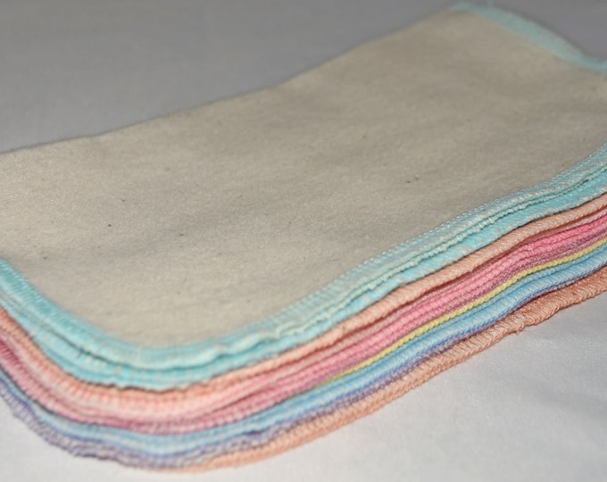 Organic Flannel GOTS Certified 20 Pack Little Wipes 8x8.....Your Choice of Edging Color · Handmade in the USA!