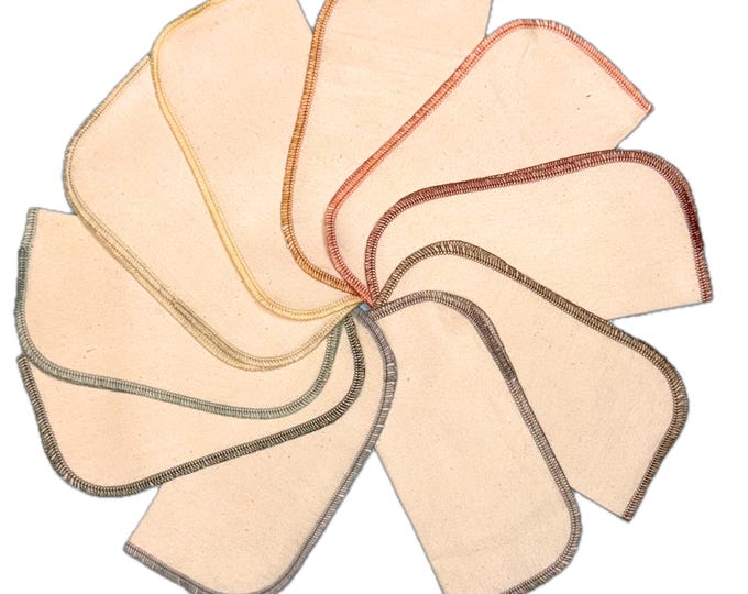 10 pack Flannel GOTS Certified Organic Cotton Little Wipes 8x8 2-Ply.....Your Choice of Edging Color · Handmade in the USA!