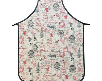 Christmas Apron, For Women, Straight Style, Made in USA, No Gap Apron, Gift for Her, Choose Size XS-XXXL, Adjustable, Front Pocket
