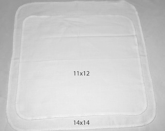 1-Ply 14x14 Large Size White Cotton Paperless Towels or Napkin****** Your choice of color edging · Handmade in the USA!