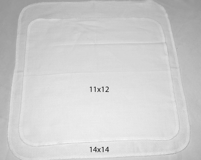 1-Ply 14x14 Large Size White Cotton Paperless Towels or Napkin****** Your choice of color edging · Handmade in the USA!