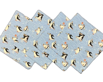 Winter Penguins Christmas Holiday Napkins - Set of 2 or 6 - Perfect for hosting, decorating, and making your home festive