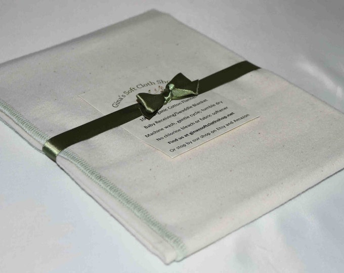 Organic Flannel Receiving or Swaddling Blanket. Sewn with Green Organic Cotton Thread 28x28 Inches · Handmade in the USA!