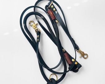 Hands-free, Adjustable DUO Leash for 3 dogs: BioThane® & PPM Rope, 2.85 m, Ø 16 mm + 10 mm