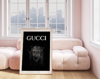 Gucci-inspirierter Leopard Kunstdruck Glam Fashion Print (Digitaler Download) • Modernes Boho Wohndekor
