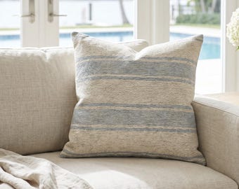 Stripe Pillow Cover Woven • Quiet Luxury Hamptons Coastal Beach House Accent