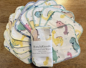 Reusable Cloth Baby Wipes, 12 Pack, 6 x 6 inches