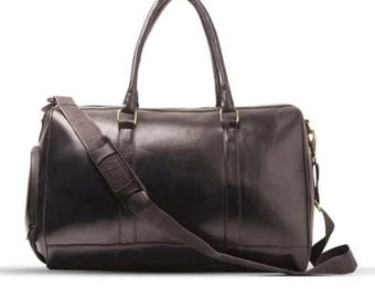 Top Grain Leather Duffle Bag: Retro Weekender Travel Bag