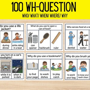 100 WH Question Flash Cards | Speech Therapy Task Cards | Printable Speech Therapy Resource for Kids & SLP
