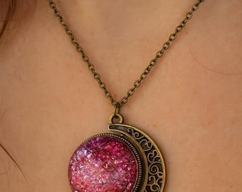 Iridescent Moon Pendant Necklace, One of a Kind