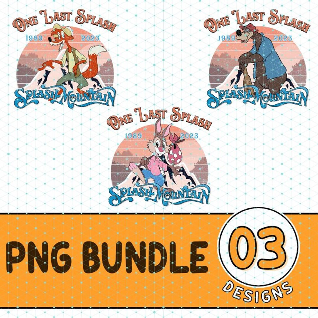 Retro Disneyland Splash Mountain Png Bundle, Splash Mountain Character ...