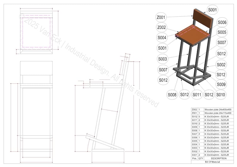 DIY Bar Stool | Metal Project | PDF and Cutting Files - Etsy
