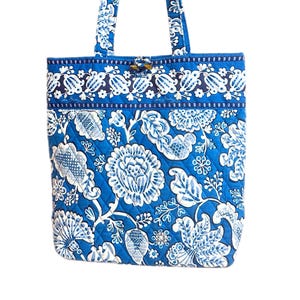 Vera Bradley Blue Lagoon Quilted Tote Shoulder Bag