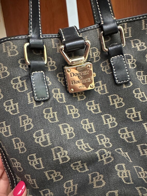 Dooney & Bourke Monogram DB Leather And Canvas Bu… - image 2