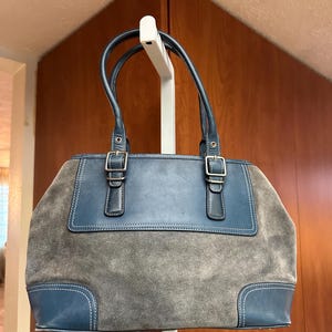 Coach Suede And Leather Tote Shoulder Bag E3Q-7562