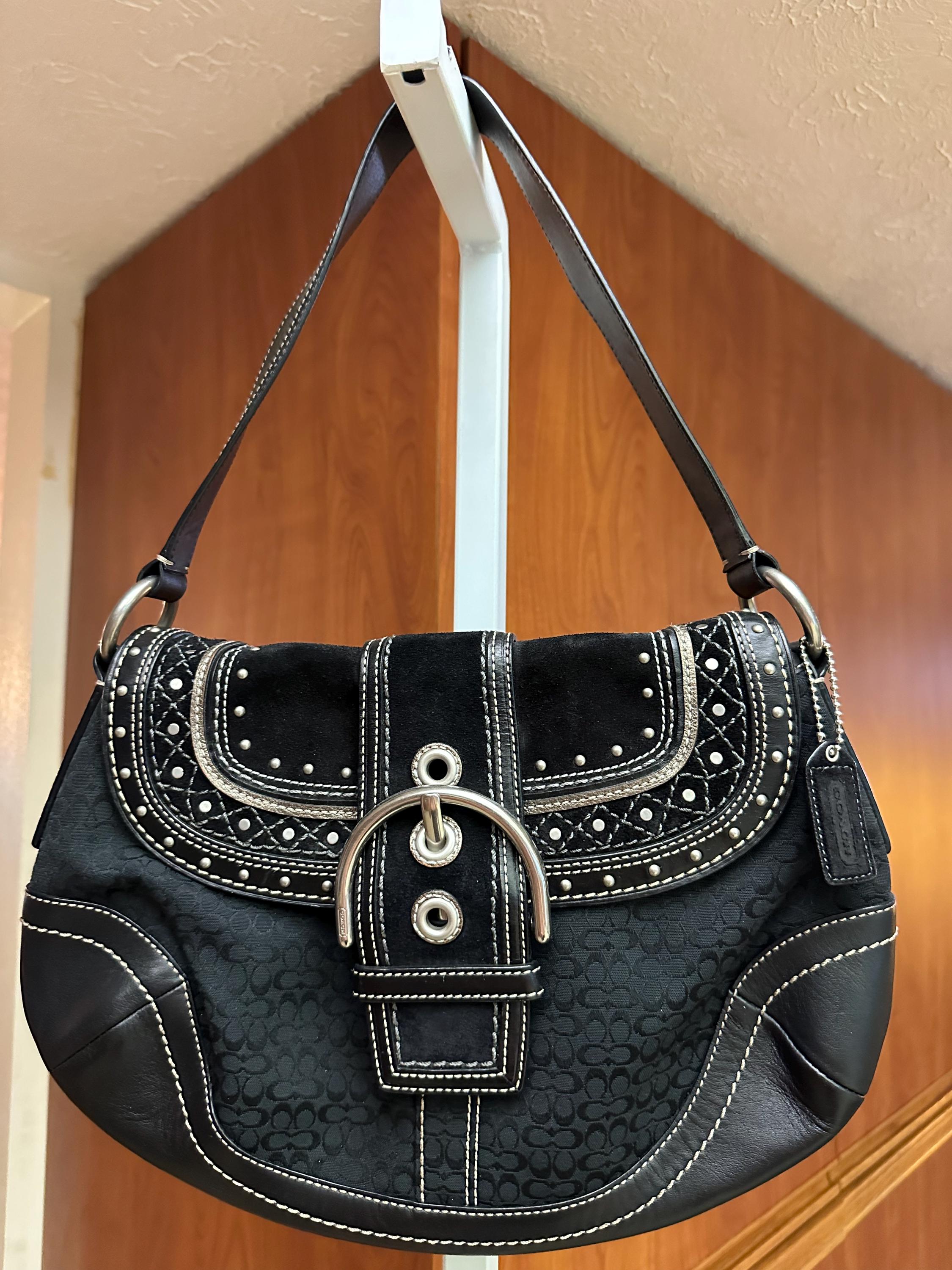 Coach Brown Khaki Hobo Soho Purse Bag Signature Jacquard