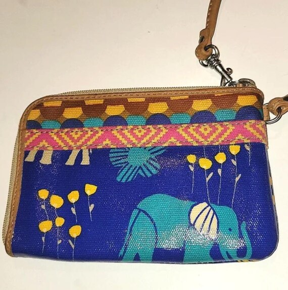 Vintage FOSSIL Key Par Elephant Zip-Up Wristlet - image 4