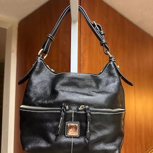 Dooney & Bourke Large Genuine Black Pebbled Leather Satchel Bag
