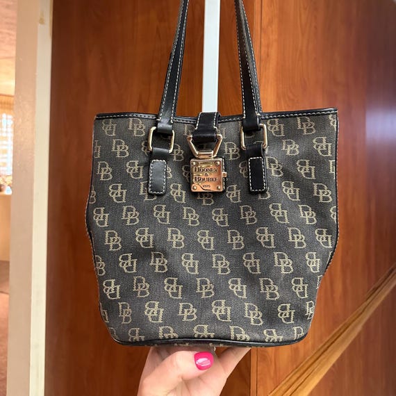 Dooney & Bourke Monogram DB Leather And Canvas Bu… - image 1