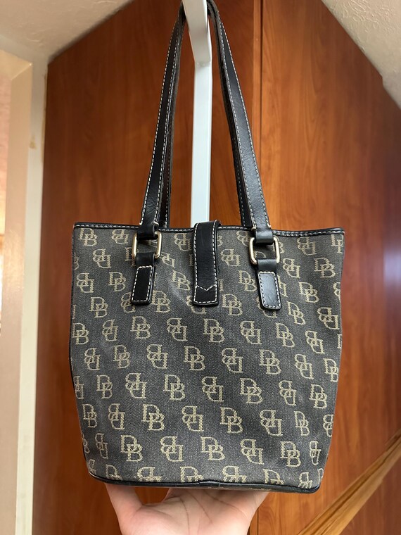 Dooney & Bourke Monogram DB Leather And Canvas Bu… - image 8