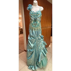 Sherry Haute Couture Aqua Metallic Jewel Ruffle Gown - Size 10 - Etsy