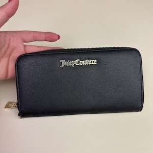 Cartera vintage de cuero negro con cremallera Juicy Couture