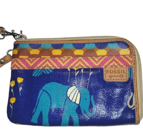 Vintage FOSSIL Key Par Elephant Zip-Up Wristlet - image 1