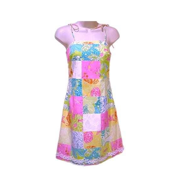 Lilly Pulitzer Multicolor Patch Spaghetti Strap S… - image 1