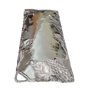 2002 Arthur Court Aluminum Long Rectangular Grapevine Motif Serving Tray