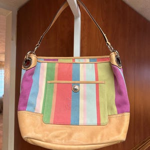 Coach Multicolor Stripped Hobo Shoulder Bag M1176-19389