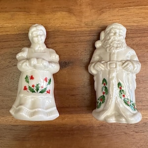 Lenox Santa Claus And Mrs. Claus Salt And Pepper Shakers Set, Lenox Mr And Mrs Santa Claus Holiday Salt And Pepper Shakers With 24K Gold