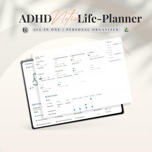 ADHD Notion Life Planner | ADHD Notion Template, ADHD Notion, Notion Dashboard, All in one Notion Template, Personal Planner for Notion
