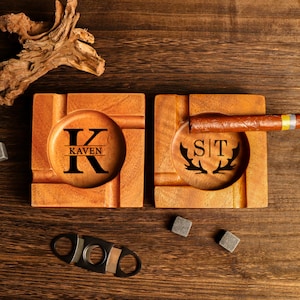 Posacenere per sigari personalizzato in legno di noce, ottimo regalo per uomini, posacenere unico, accessorio per sigari personalizzato, regalo per marito e padre, regalo per lo sposo.
