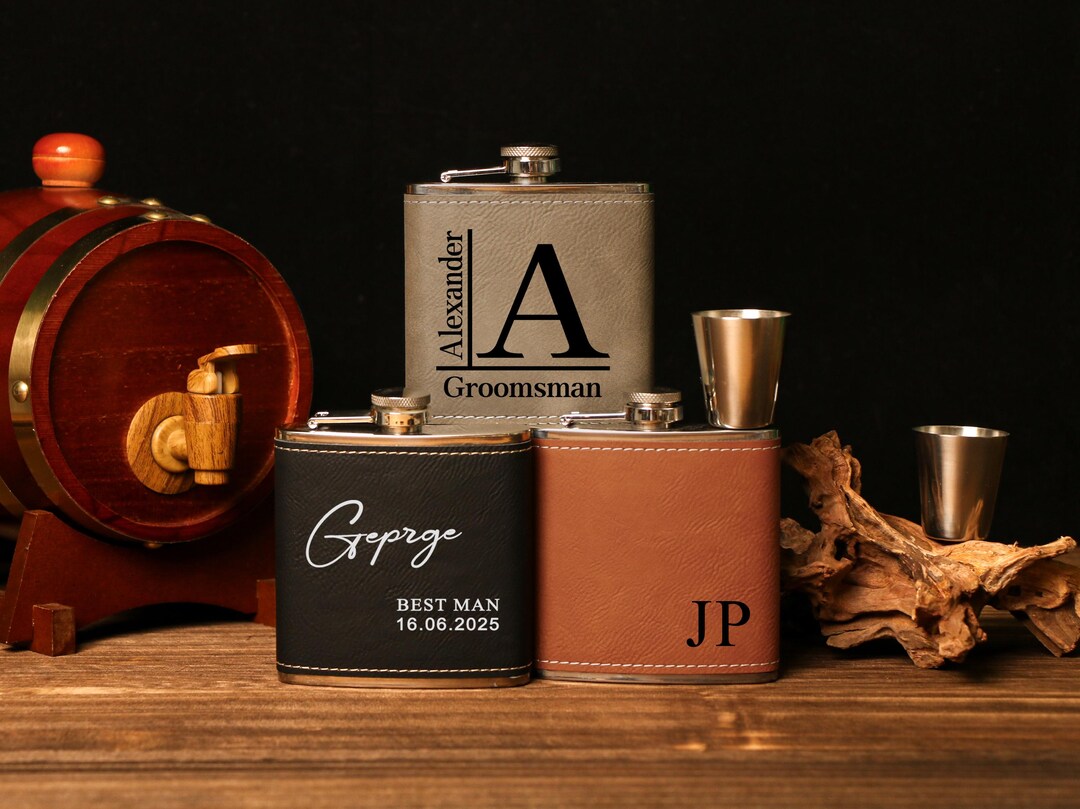 Personalized Leather Flask for Men, Personalized Hip Flask Gift ...