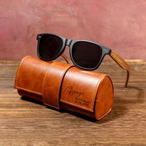 Personalized Wooden Sunglasses with Leather Box, Engraved Unisex Sunglasses,Mens Gift,Groomsmen Gift,Groomsmen Sunglasses,Father&#39;s Day Gifts
