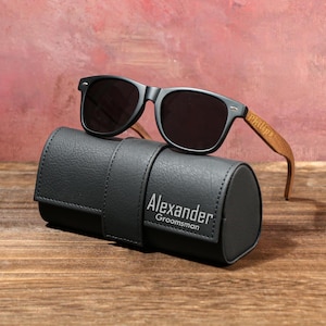 Personalized Groomsmen Gifts,Mens Wooden Sunglasses with Leather Box,Unisex Sunglasses,Groomsmen Sunglasses,Best Man Gift，Father's Day Gifts