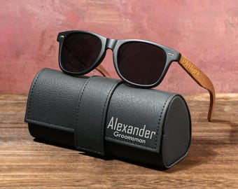 Personalized Groomsmen Gifts,Mens Wooden Sunglasses with Leather Box,Unisex Sunglasses,Groomsmen Sunglasses,Best Man Gift，Father's Day Gifts