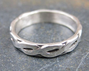 Hammered Celtic Scroll - Sterling Silver Midi Finger Ring - Small Band Size 1.5