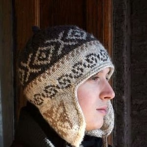 Traditional Peruvian-style Wool Blend Winter Ear Flap Hat