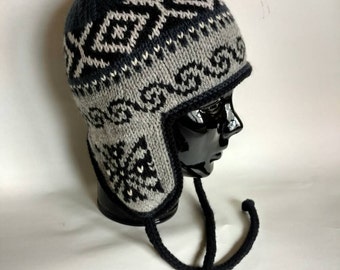 Traditionelle peruanische-Stil Hand gestrickte Wolle Winter Ohr Klappmütze, Unisex