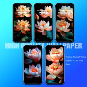 Fleur de lotus. Papier peint de haute qualité pour téléphone, tablette, ordinateur portable, PC, télévision ou imprimé. Téléchargement numérique.