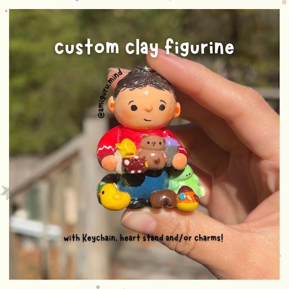 カスタム粘土人形キーホルダー - パーソナライズされたミニミーギフト
