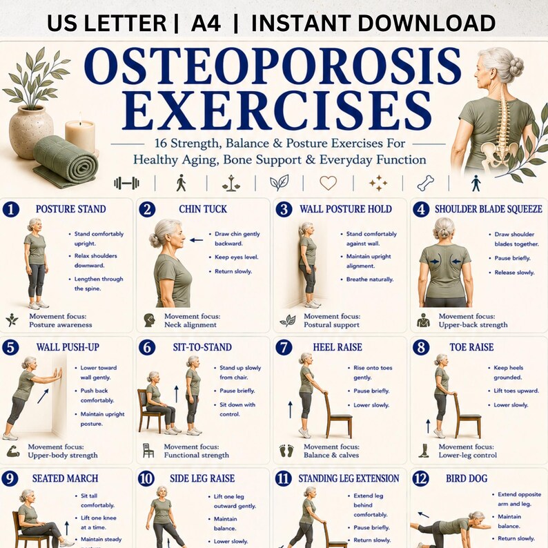 Healthy Aging Strength Printable Bundle, Senior Fitness PDF, Resistance Band Workout Guide image 9