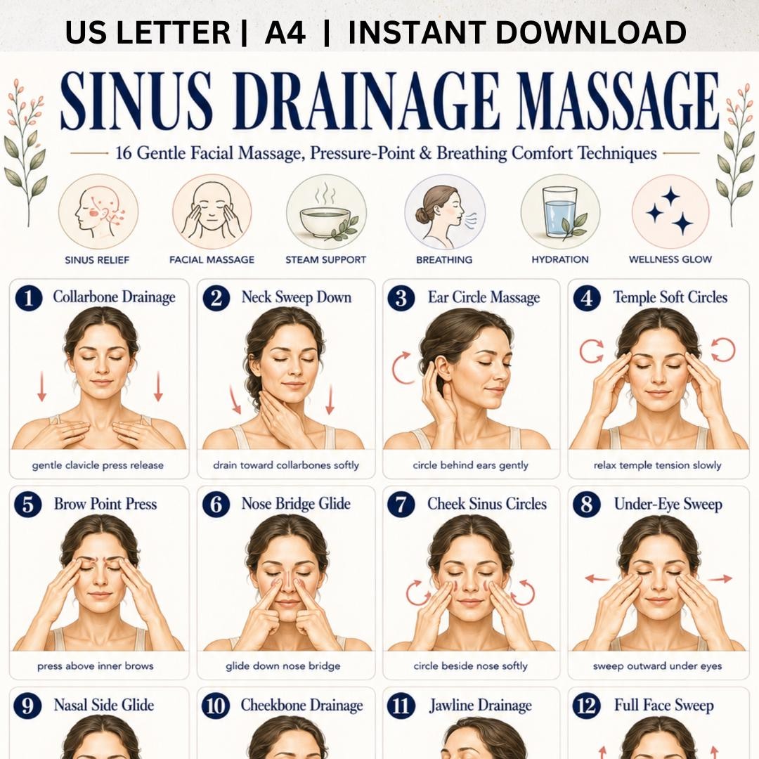 Sinus Tapping Sinus Drainage Massage Printable, Sinus Relief Massage Guide PDF ...